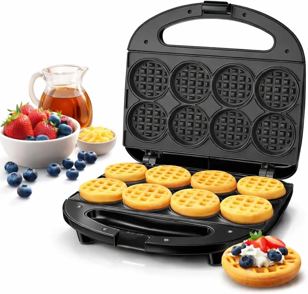 Mini Waffle Maker for 8 Waffles, 750W Nonstick Iron