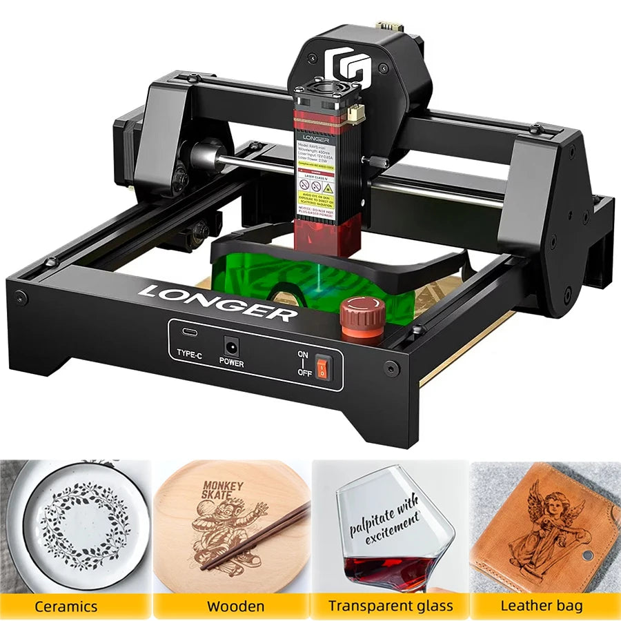 LONGER Mini Portable Laser Engraver & Cutter Machine – Compact, for Wood, Leather & More