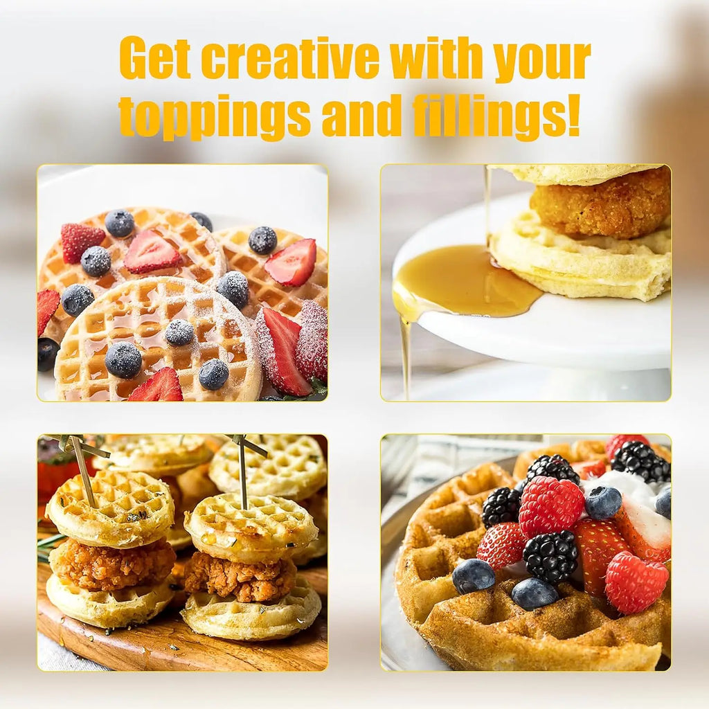 Mini Waffle Maker for 8 Waffles, 750W Nonstick Iron