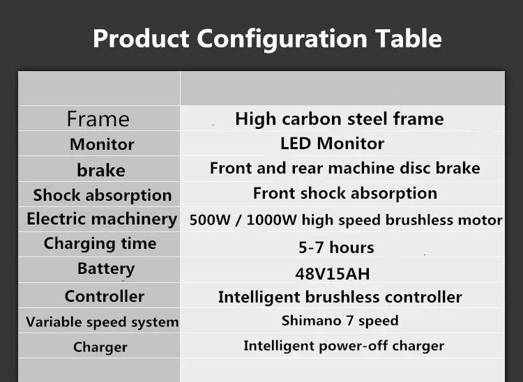 Foldable Electric Mountain Bike – 1000W Motor, 48V 20Ah Lithium Battery, 26 Inch