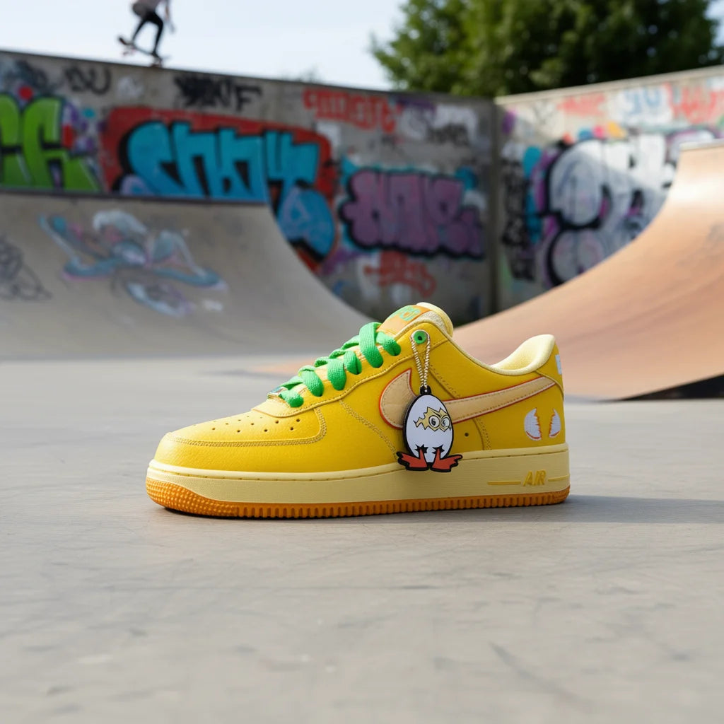 Unisex Low Top Skateboard Shoes – Yellow Suede, Rubber Outsole, EVA Midsole, All Seasons