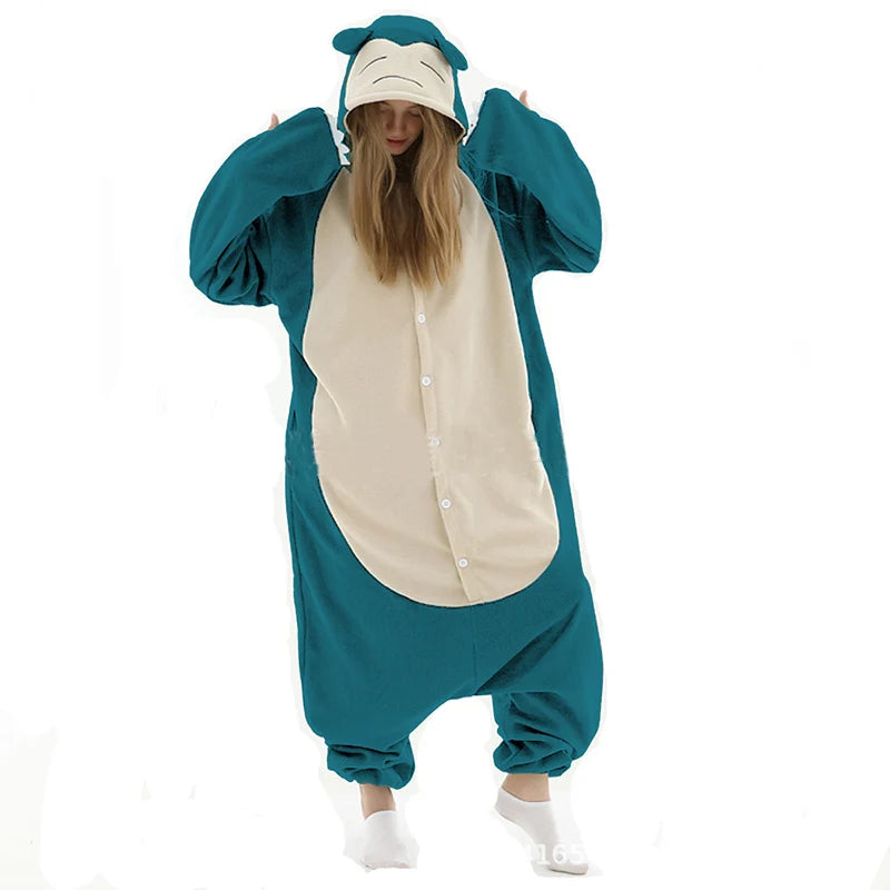 Snorlax Kigurumi Adult Onesie Pajama – Fleece Anime Bodysuit, Sizes S–XXL, 3 Colors