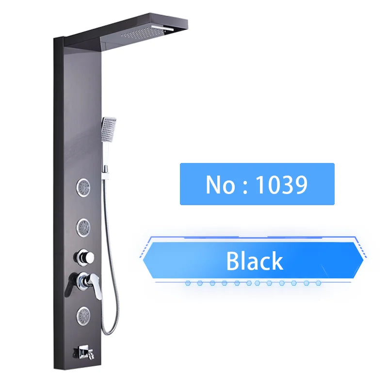 Luxury LED Waterfall Shower Panel System | Rain, Massage Jets & Hand Shower