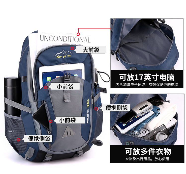Waterproof Nylon Hiking & Travel Backpack – Unisex, Outdoor Camping & Mountaineering