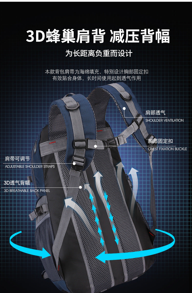 Waterproof Nylon Hiking & Travel Backpack – Unisex, Outdoor Camping & Mountaineering