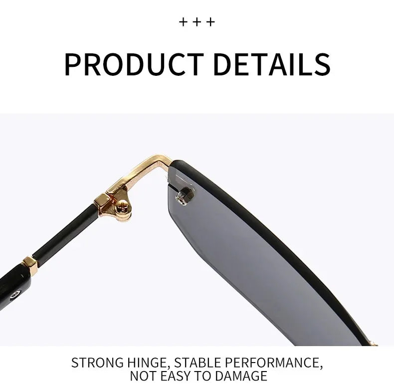 Rimless Rectangle Blue Light Blocking Sunglasses – Unisex, Square Frame, UV Protection
