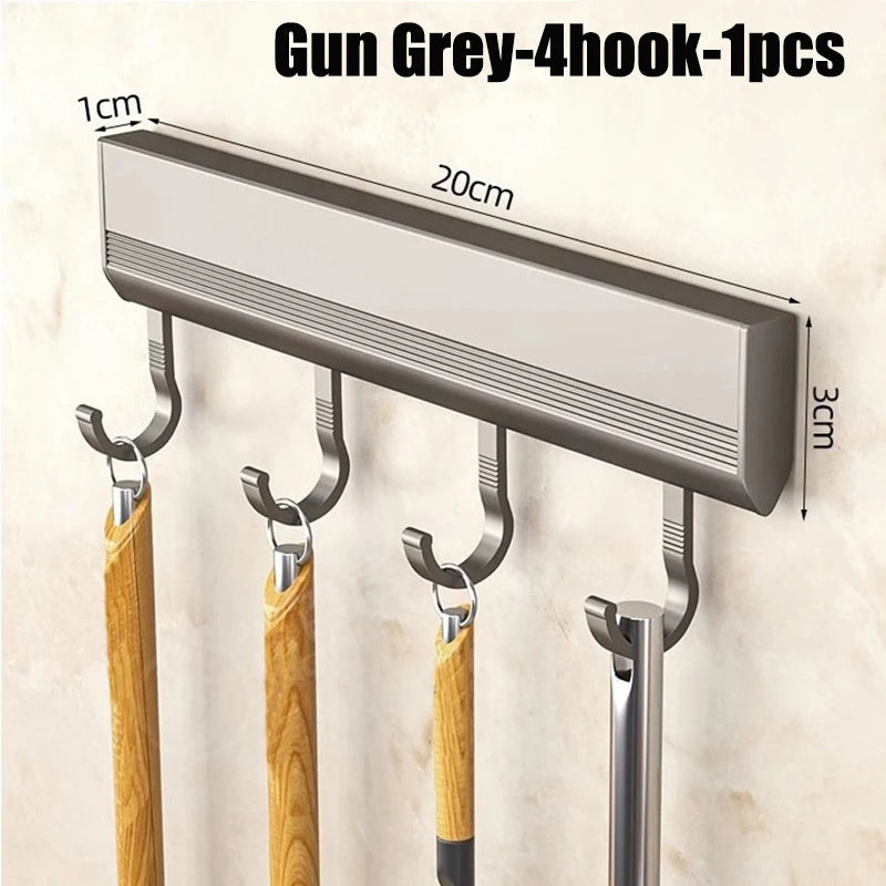 Aluminum Alloy Wall-Mounted Kitchen Utensil & Towel Hook Rack – Bathroom Robe Hanger