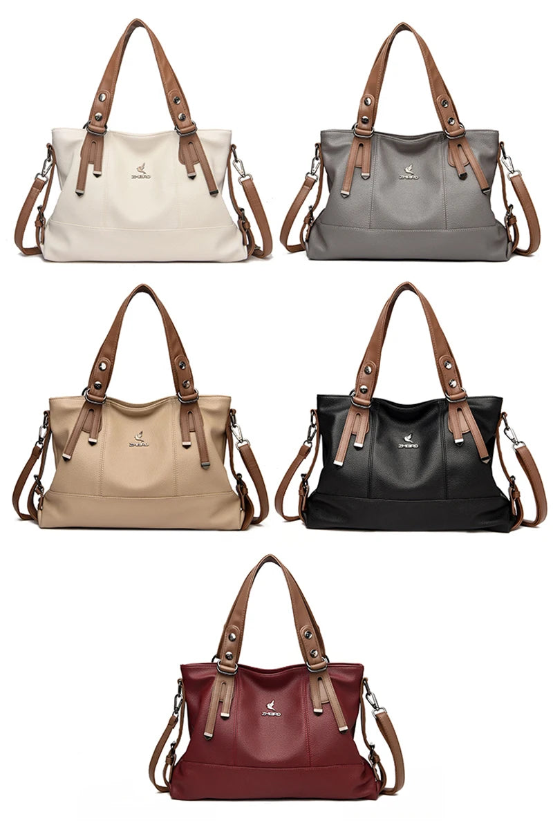 Women’s Genuine Cowhide Leather Crossbody Handbag – Large Capacity Shoulder Messenger Bag