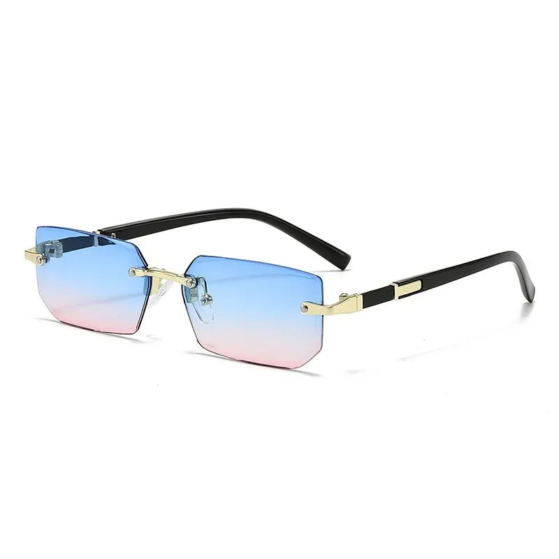 Rimless Rectangle Blue Light Blocking Sunglasses – Unisex, Square Frame, UV Protection