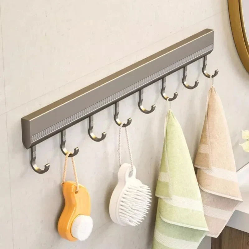 Aluminum Alloy Wall-Mounted Kitchen Utensil & Towel Hook Rack – Bathroom Robe Hanger