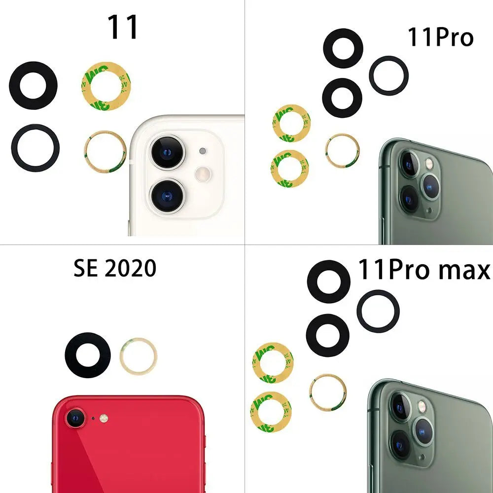 iPhone Rear Camera Glass Lens Replacement with 3M Adhesive – iPhone 11–14 Pro Max, X, XS, XR, 6–8