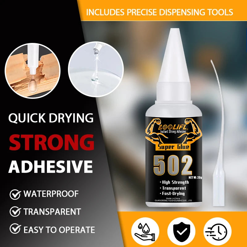 502 Cyanoacrylate Super Glue – Fast-Drying, 20g, 1–5 Pack, for Metal, Wood, Plastic & Ceramic