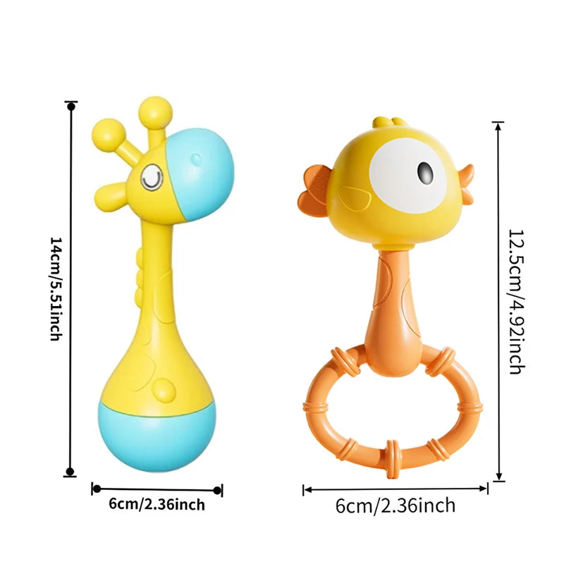 Baby Animal Rattle & Teether Toy – Montessori, Music Sound, Newborn Gift