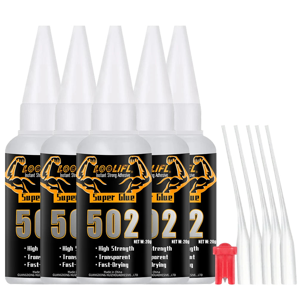 502 Cyanoacrylate Super Glue – Fast-Drying, 20g, 1–5 Pack, for Metal, Wood, Plastic & Ceramic