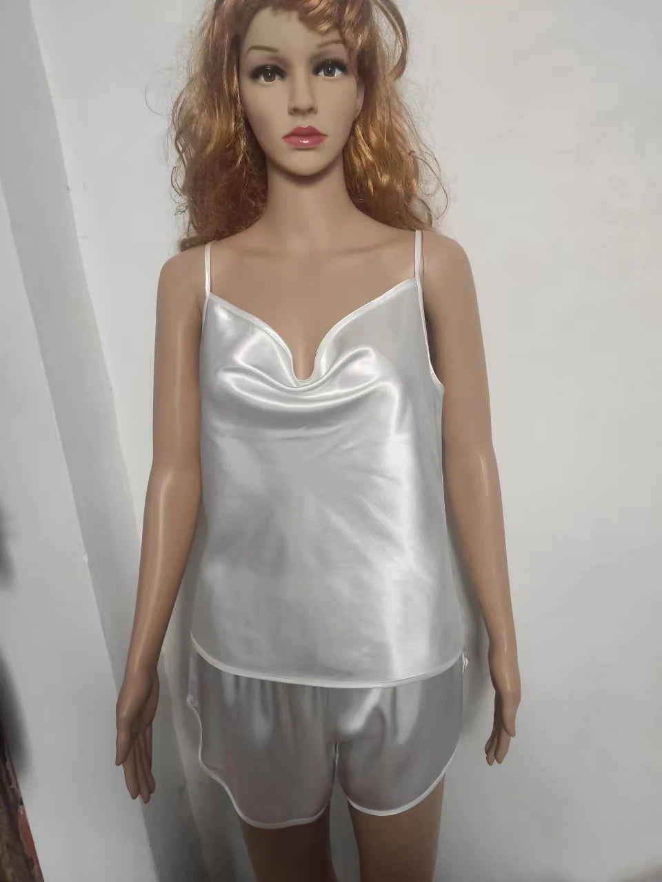Women’s Satin Silk Cami Pajama Set – Top & Shorts, 7 Colors, Sizes S–XL