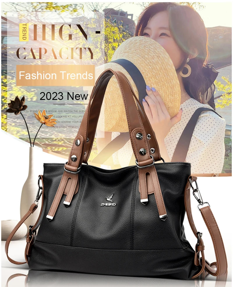 Women’s Genuine Cowhide Leather Crossbody Handbag – Large Capacity Shoulder Messenger Bag