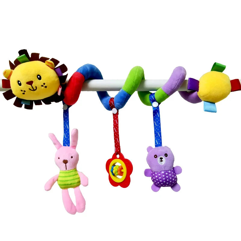 Baby Stroller Spiral Activity Plush Rattle Toy – Sensory Toy for Newborns 0–24 Months
