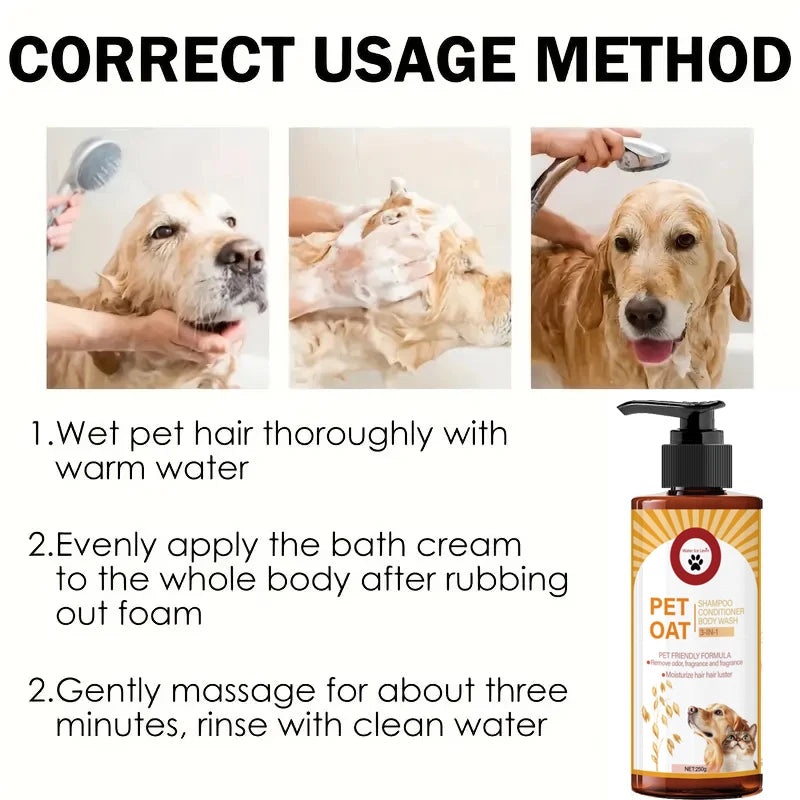 Pet Shampoo for Dogs & Cats – Cleans Fur, Removes Odor, Long-Lasting Fragrance, 250g