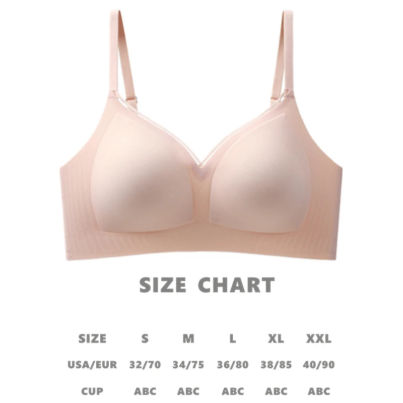 Women’s Seamless Wireless Gathering Bra – Adjustable, No Steel Ring, Sizes S–XXL