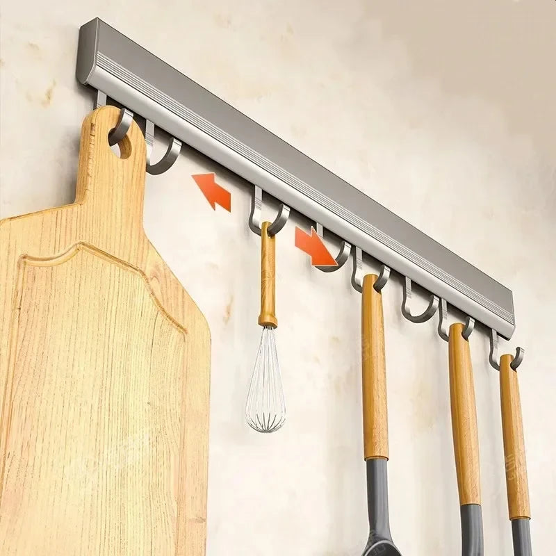 Aluminum Alloy Wall-Mounted Kitchen Utensil & Towel Hook Rack – Bathroom Robe Hanger