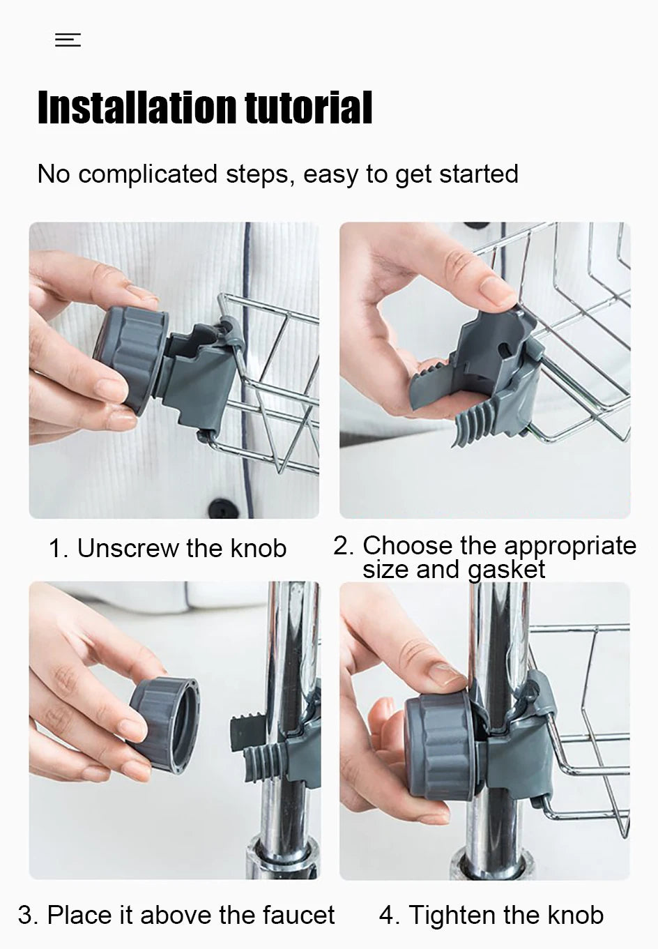 Kitchen Sink Sponge & Soap Drain Rack Organizer – Flexible Faucet Holder, Towel Shelf
