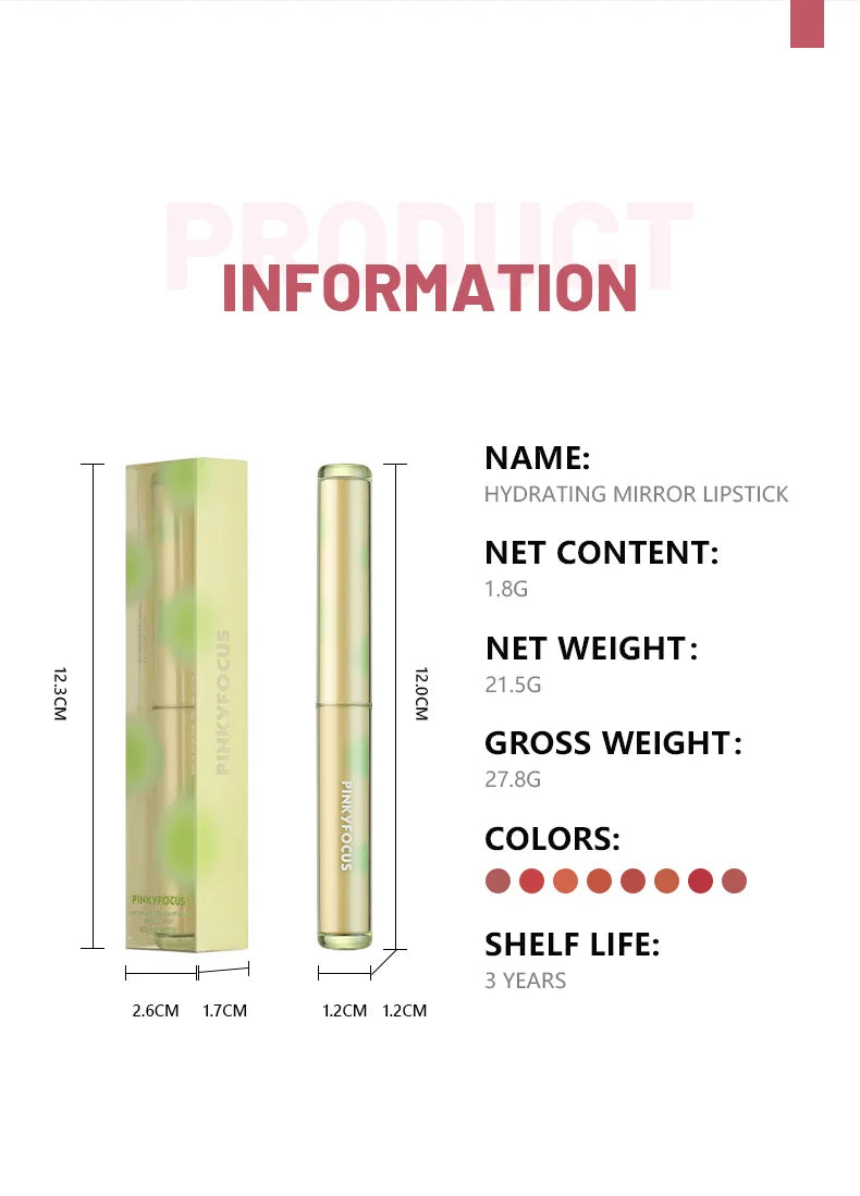 Moisturizing Watery Lipstick – Hydrating Formula, 8 Colors, Gift for Women