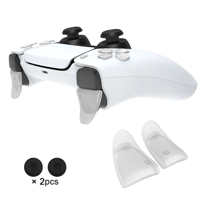Data Frog PS5 Extended Trigger & D-Pad Key Cap Set – L2/R2 Extender, Transparent & Black