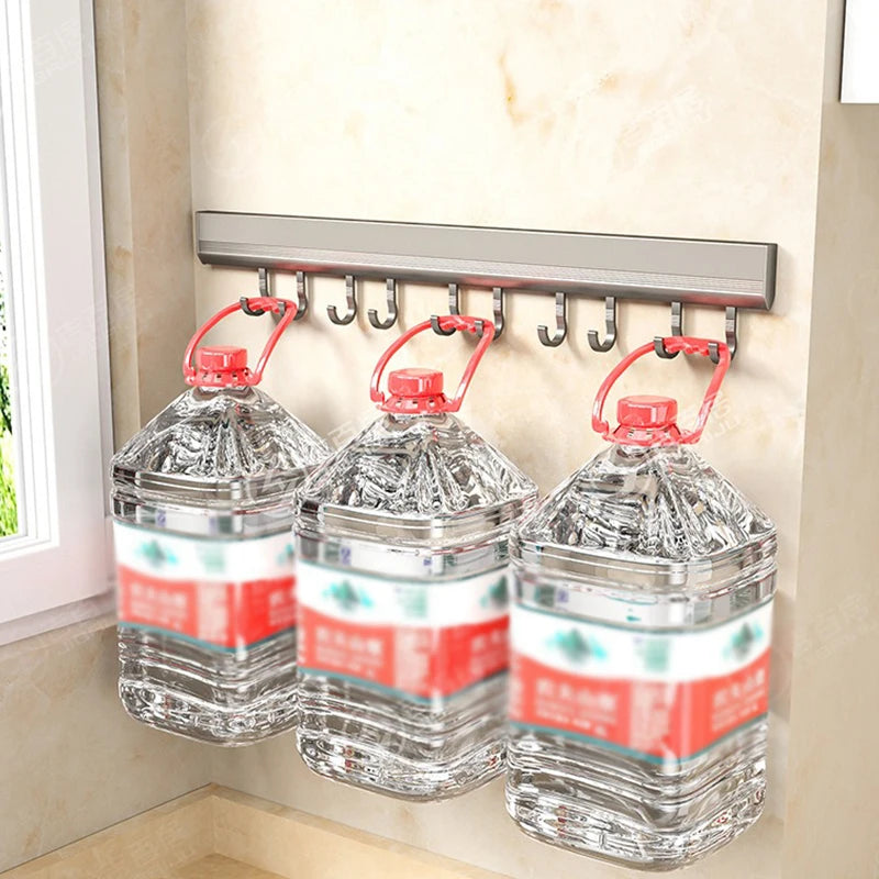Aluminum Alloy Wall-Mounted Kitchen Utensil & Towel Hook Rack – Bathroom Robe Hanger