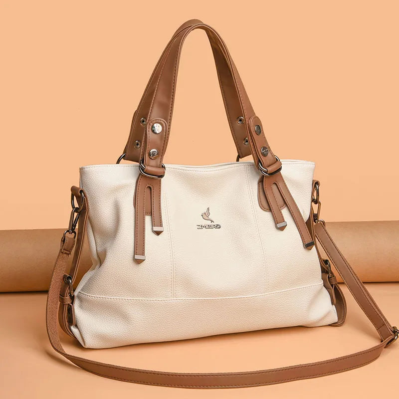 Women’s Genuine Cowhide Leather Crossbody Handbag – Large Capacity Shoulder Messenger Bag