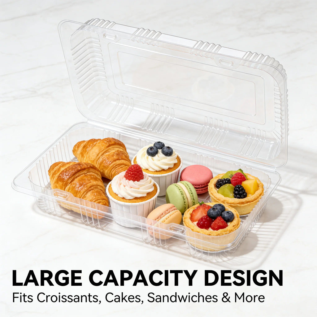 Clear Clamshell Food Containers for Takeout & Desserts
