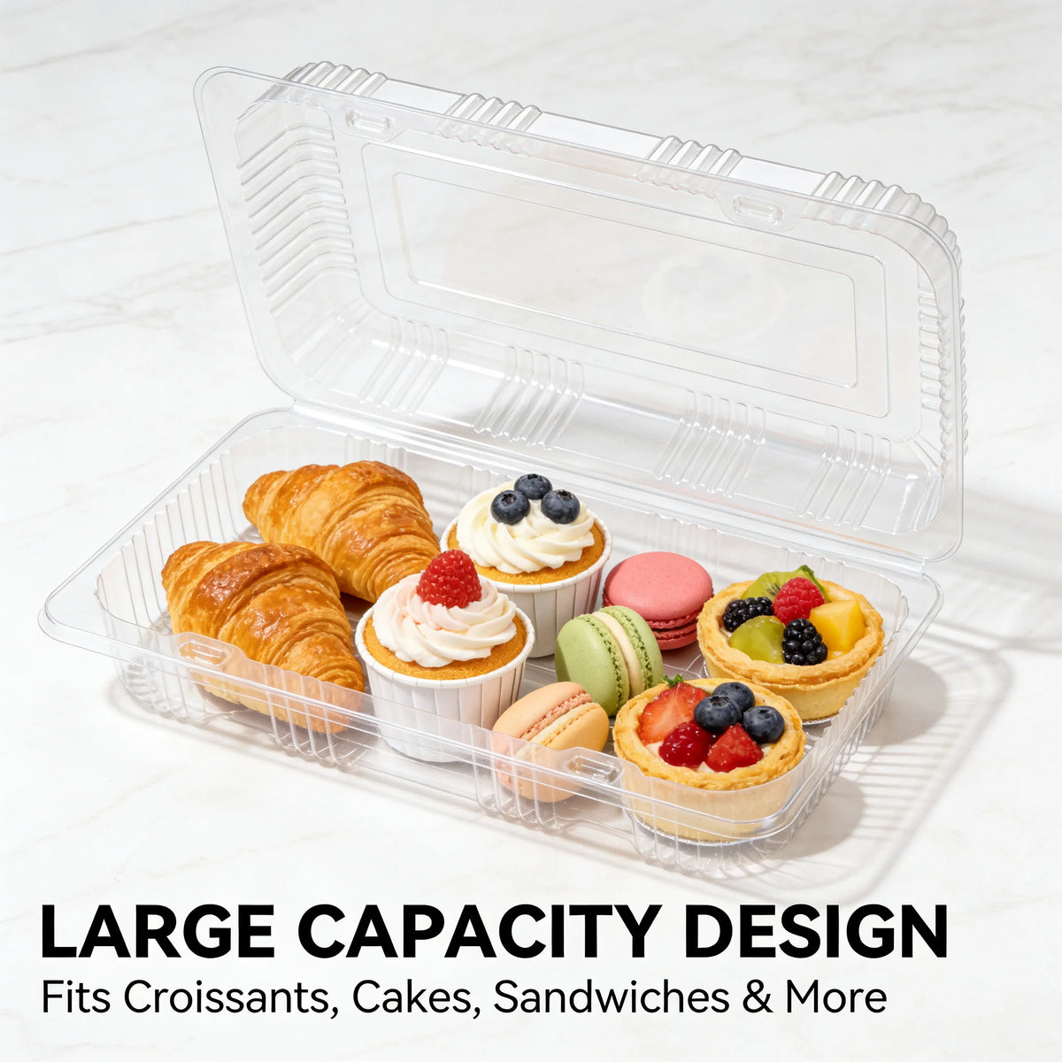 Clear Clamshell Food Containers for Takeout & Desserts