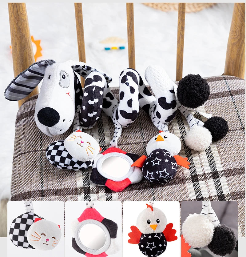 Baby Stroller Spiral Activity Plush Rattle Toy – Sensory Toy for Newborns 0–24 Months