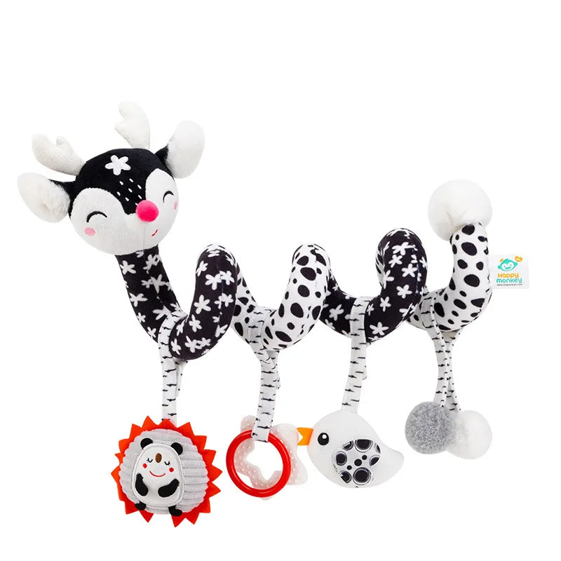 Baby Stroller Spiral Activity Plush Rattle Toy – Sensory Toy for Newborns 0–24 Months