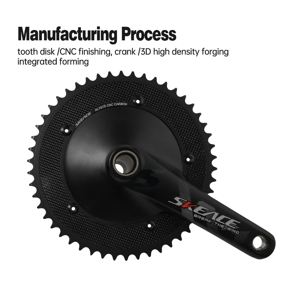 SKEACE Hollowtech Fixed Gear Bike Crankset – 49T/50T Carbon Chainwheel, 165mm Aluminum Alloy