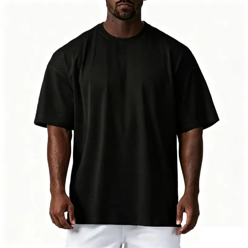 Men’s Oversized Mesh Quick-Dry Gym T-Shirt – Breathable, Bodybuilding & Sport, Short Sleeve