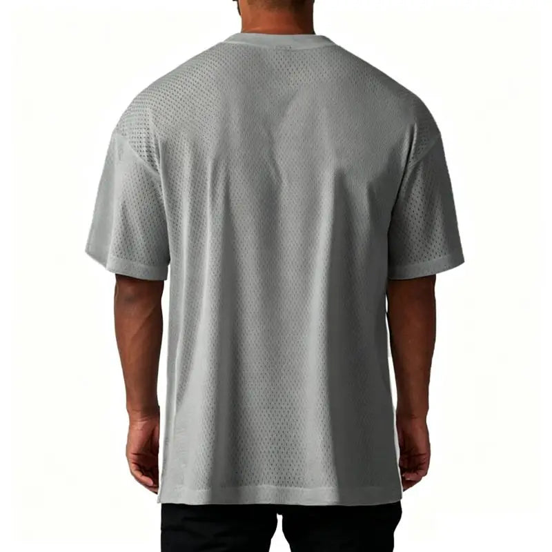 Men’s Oversized Mesh Quick-Dry Gym T-Shirt – Breathable, Bodybuilding & Sport, Short Sleeve