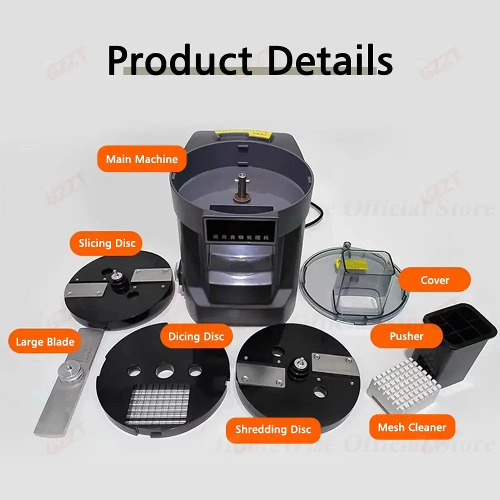 HomeWise K8600 3-in-1 Vegetable Cutter & Food Processor – Shred, Dice & Slice