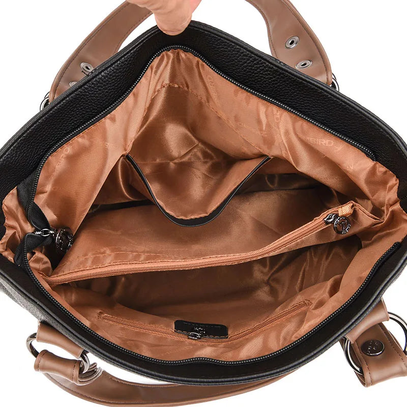 Women’s Genuine Cowhide Leather Crossbody Handbag – Large Capacity Shoulder Messenger Bag