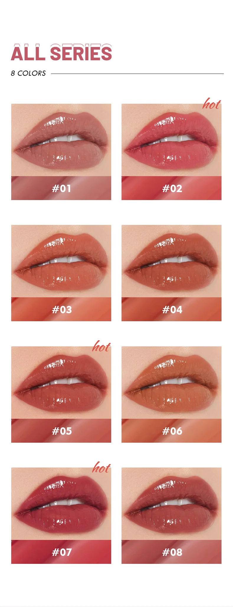 Moisturizing Watery Lipstick – Hydrating Formula, 8 Colors, Gift for Women