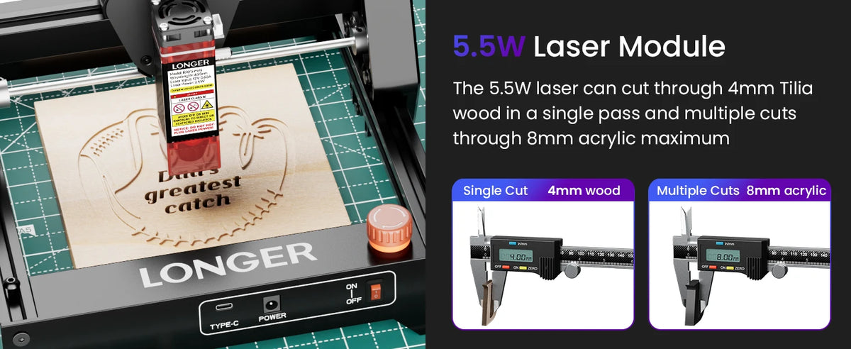 LONGER Mini Portable Laser Engraver & Cutter Machine – Compact, for Wood, Leather & More