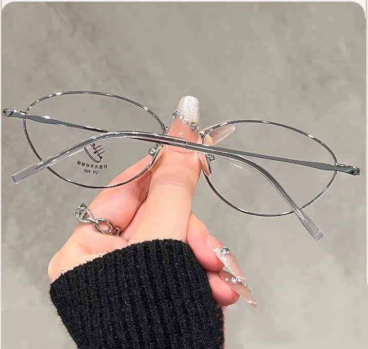 Anti-Blue Light Oval Metal Frame Reading Glasses – Ultra-Light, +0 to +4.00, Silver, Black & Gold