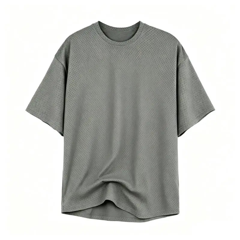 Men’s Oversized Mesh Quick-Dry Gym T-Shirt – Breathable, Bodybuilding & Sport, Short Sleeve