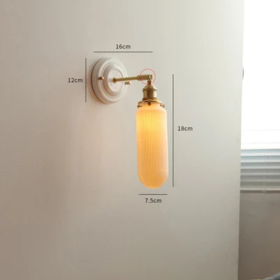 IWHD White Ceramic Nordic Wall Lamp – LED, Bedroom & Bathroom, Copper Accent, 4W–100W