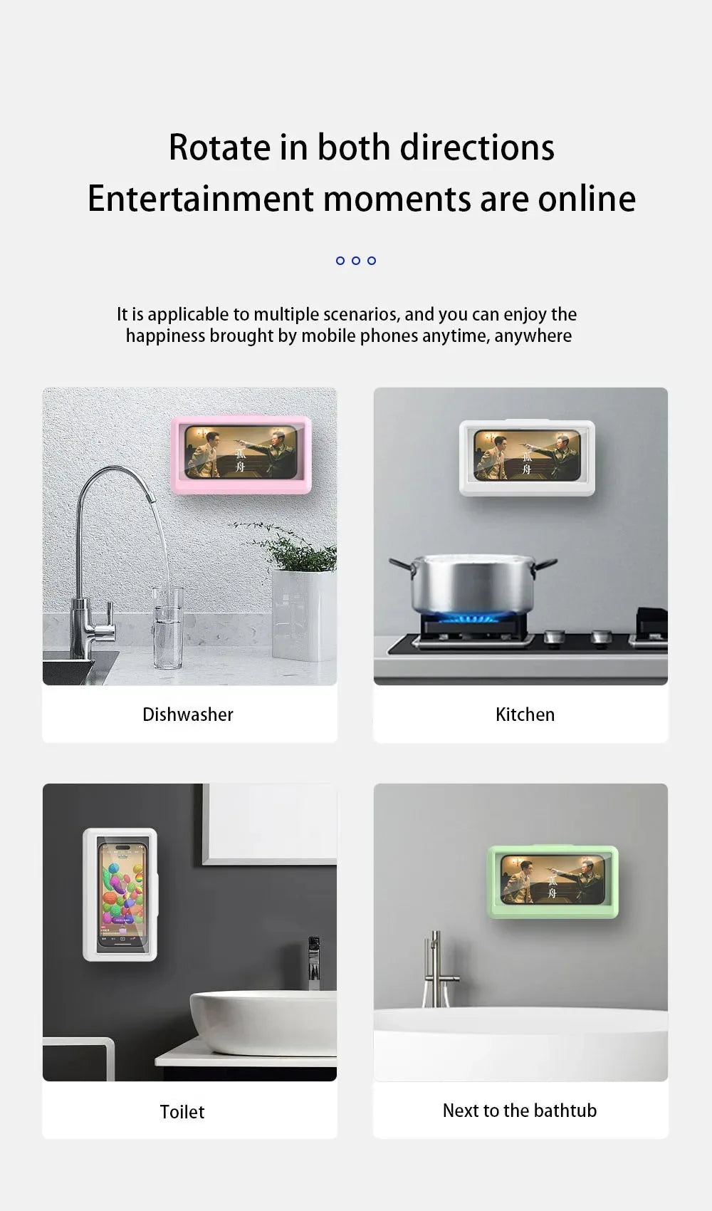 Self-Adhesive Waterproof Shower Phone Holder – Anti-Fog, Touch-Friendly, Bathroom Mount