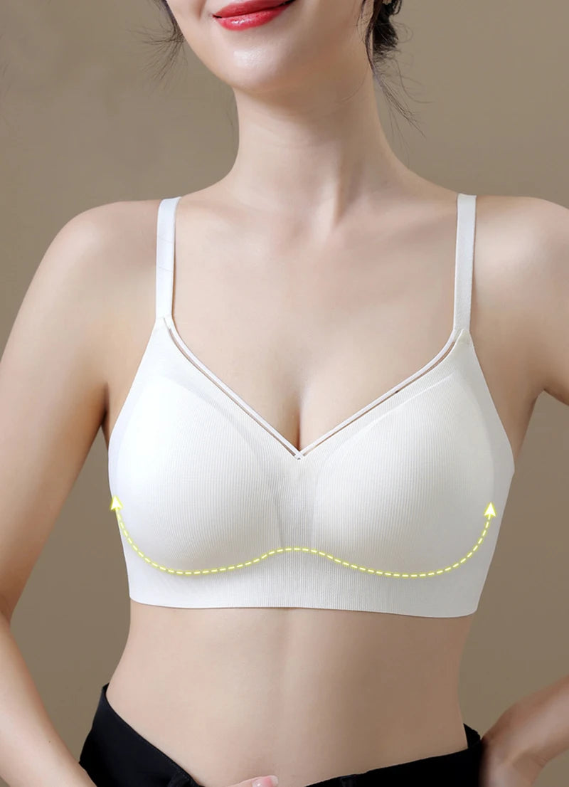 Women’s Seamless Wireless Gathering Bra – Adjustable, No Steel Ring, Sizes S–XXL