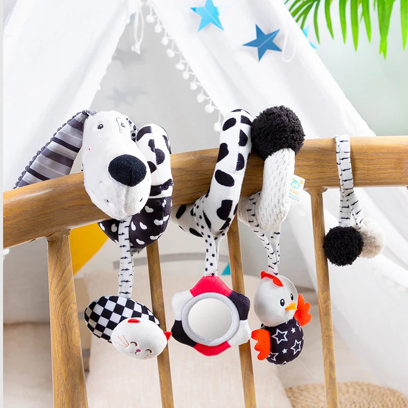 Baby Stroller Spiral Activity Plush Rattle Toy – Sensory Toy for Newborns 0–24 Months