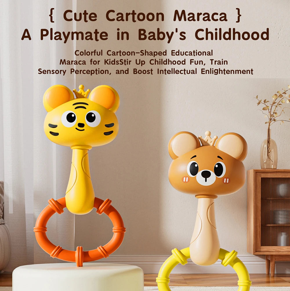 Baby Animal Rattle & Teether Toy – Montessori, Music Sound, Newborn Gift