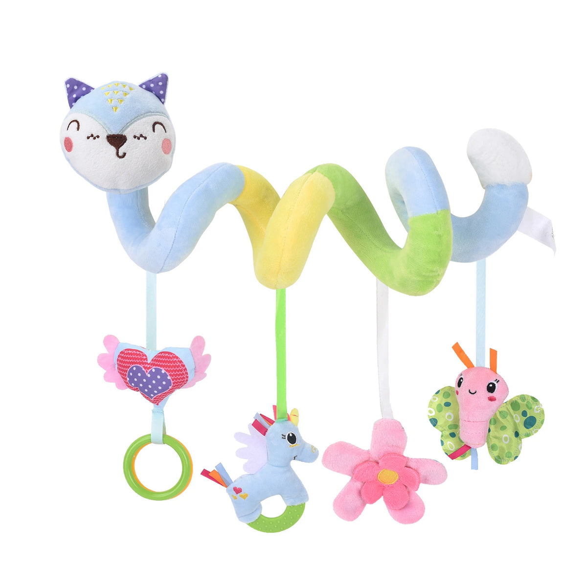 Baby Stroller Spiral Activity Plush Rattle Toy – Sensory Toy for Newborns 0–24 Months
