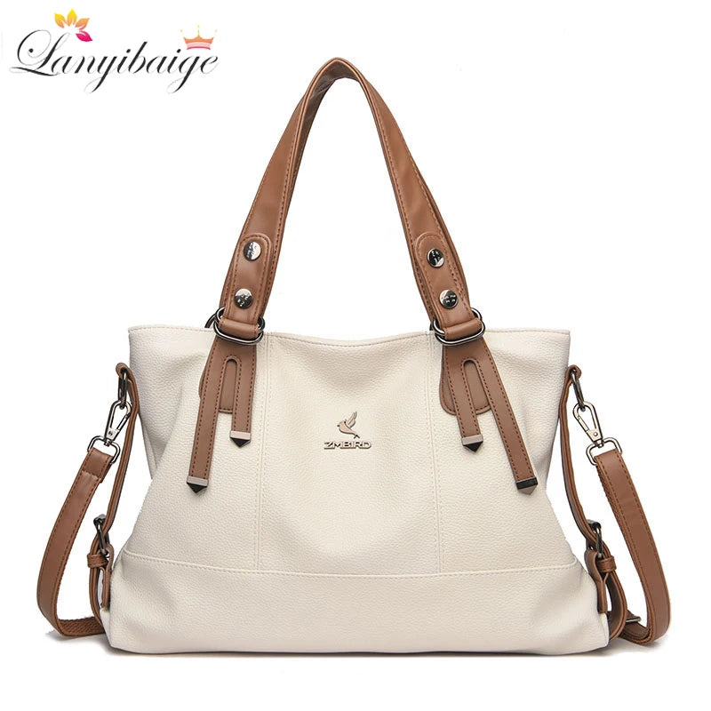 Women’s Genuine Cowhide Leather Crossbody Handbag – Large Capacity Shoulder Messenger Bag