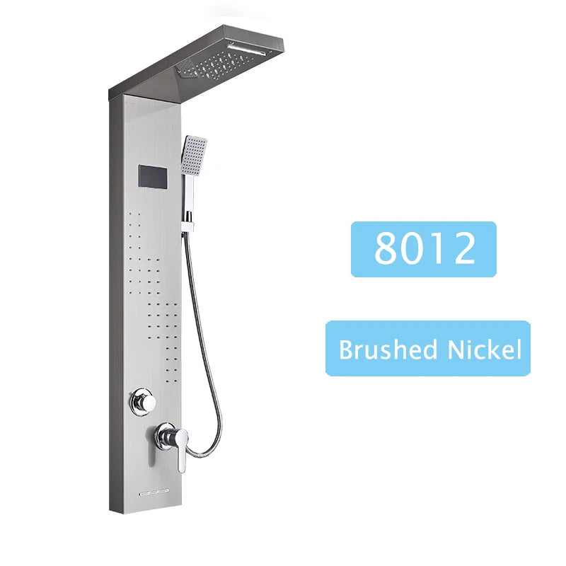 Luxury LED Waterfall Shower Panel System | Rain, Massage Jets & Hand Shower